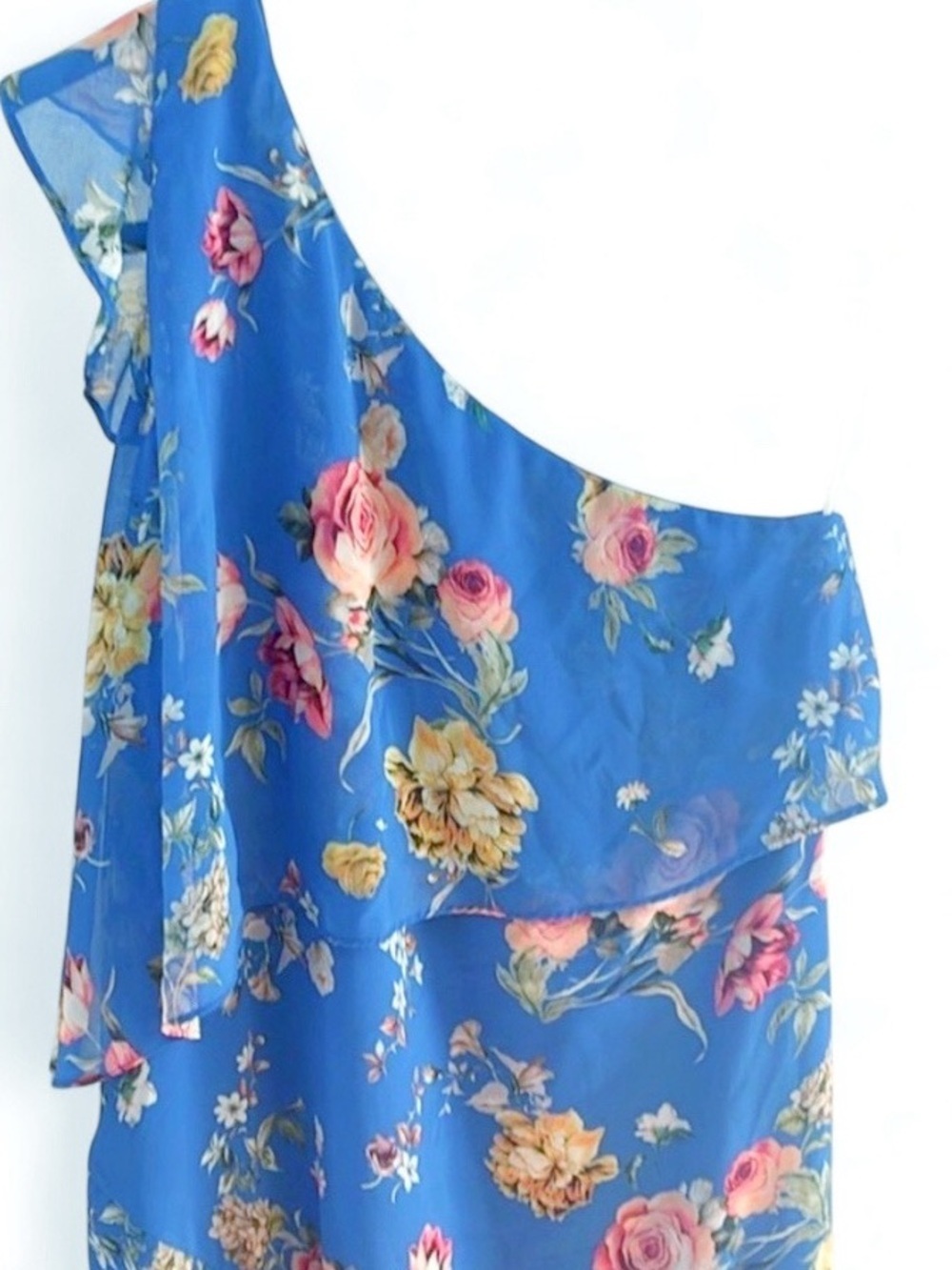 Slate and Willow Blue Floral Asymmetrical Maxi Dress Size 8 - Picture 7 of 8